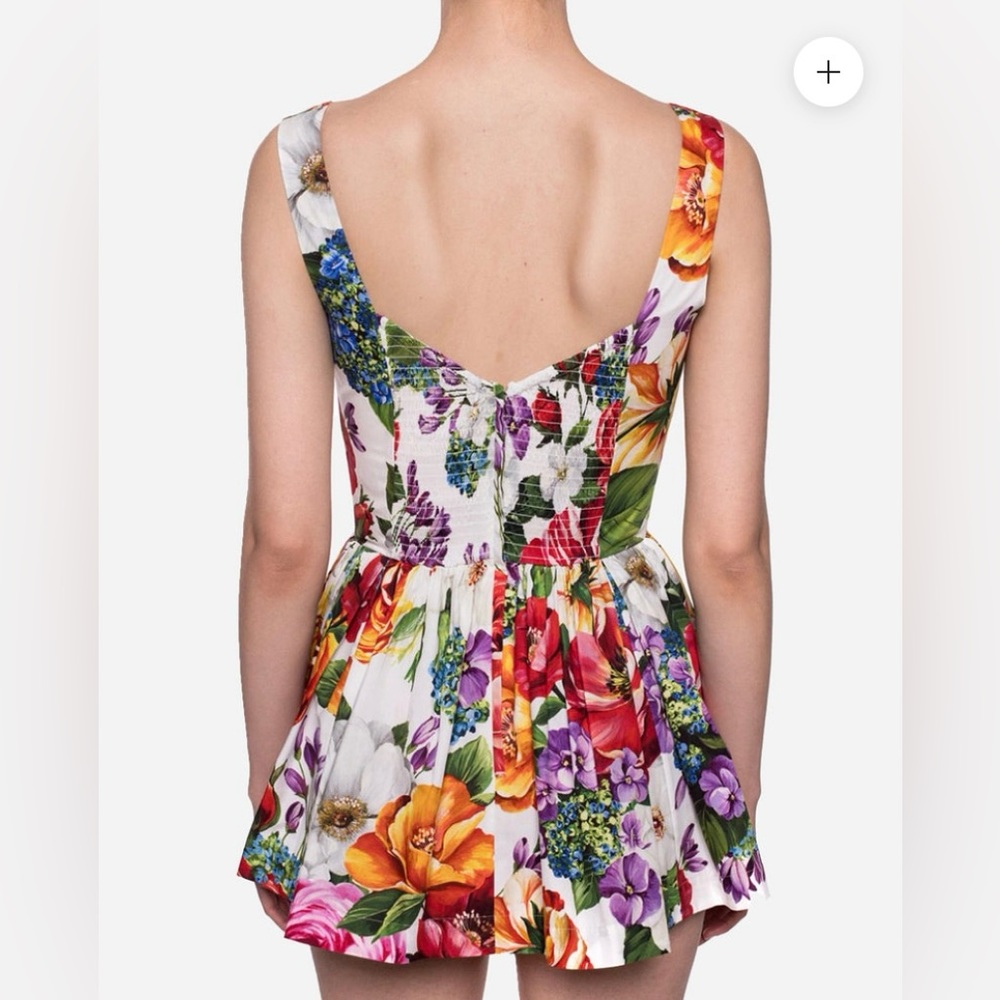 DOLCE & GABBANA Multicolor Floral Print Cotton Mini Dress Top and Shorts SET 2pc - Picture 4 of 16